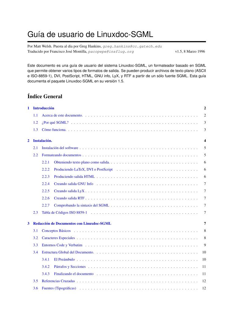 Imágen de pdf Guía de usuario de Linuxdoc-SGML