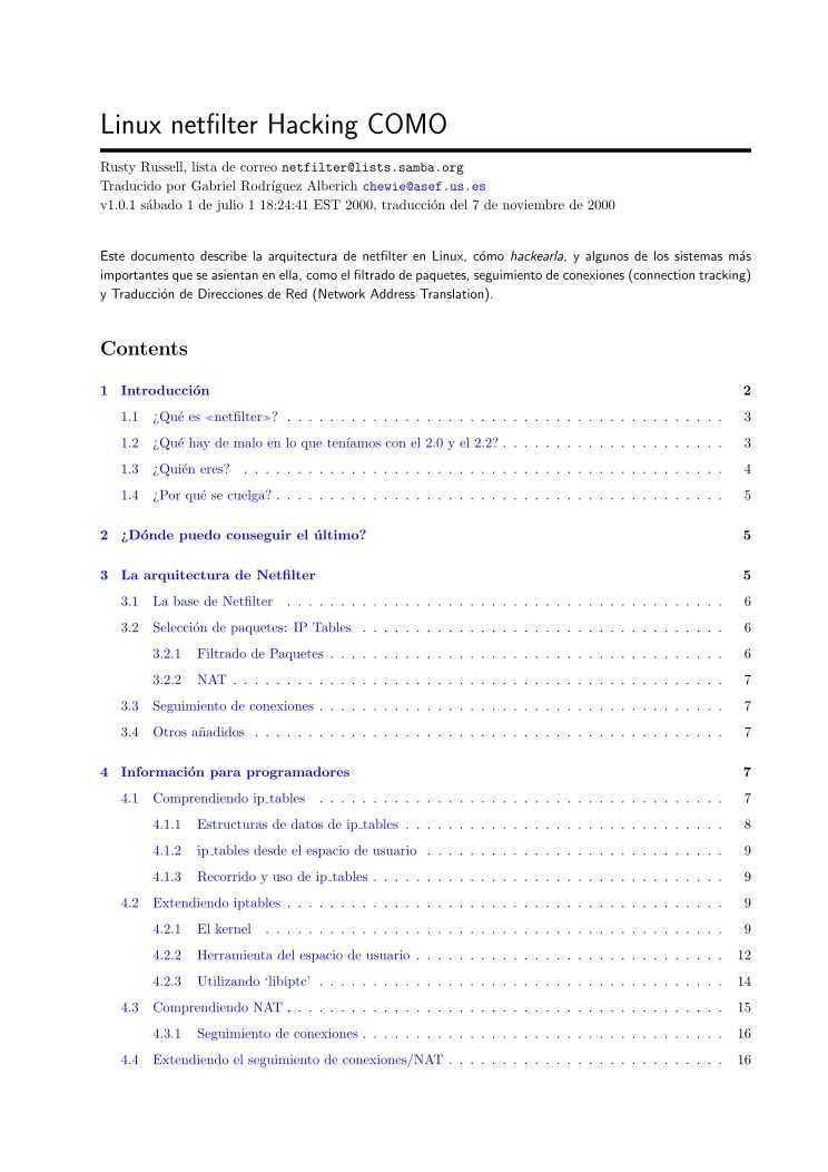 Imágen de pdf Linux netfilter hacking COMO