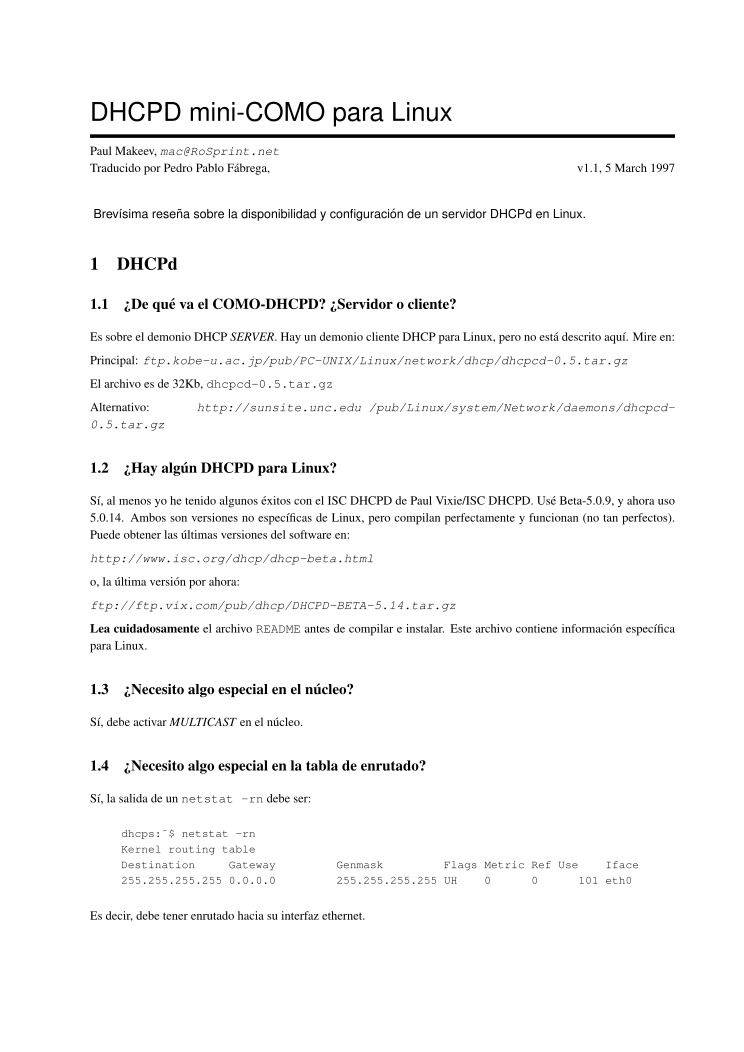 Imágen de pdf DHCPd Mini Como para Linux