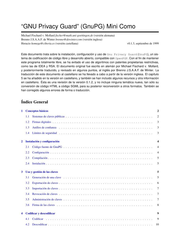 Imágen de pdf “GNU Privacy Guard” (GnuPG) Mini Como