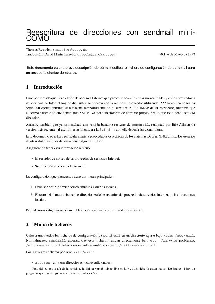 Imágen de pdf Reescritura de direcciones con sendmail mini-COMO