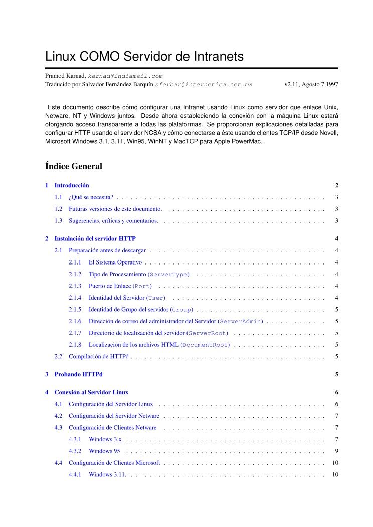 Imágen de pdf Linux COMO Servidor de Intranets