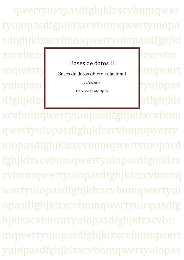 Imágen de pdf Bases de datos II - Bases de datos objeto-relacional