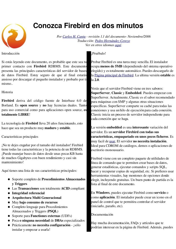 Imágen de pdf Conozca Firebird en 2 minutos