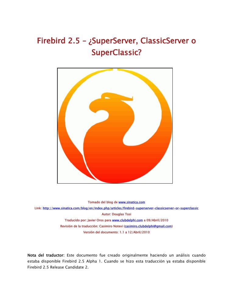 Imágen de pdf Firebird 2.5 - ¿SuperServer, ClassicServer o SuperClassic?
