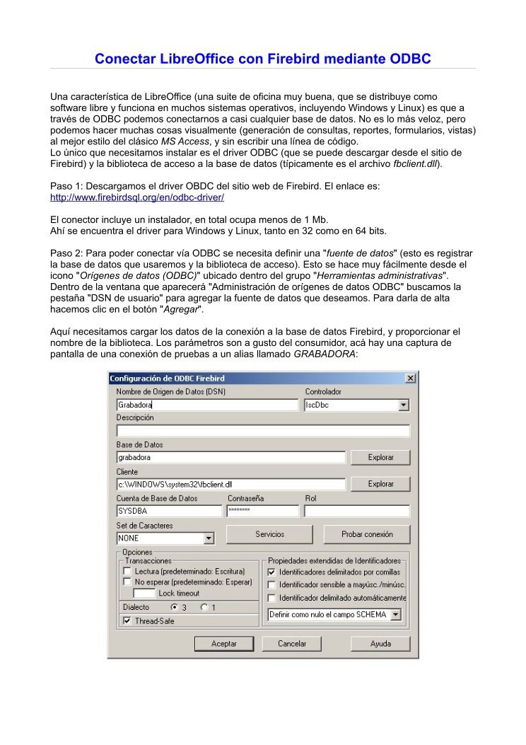 Imágen de pdf Conectar LibreOffice con Firebird mediante ODBC