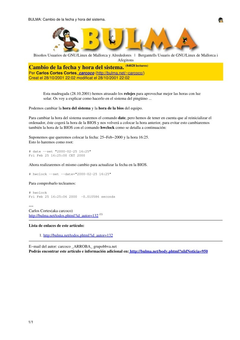 Imágen de pdf BULMA: Cambio de la fecha y hora del sistema.