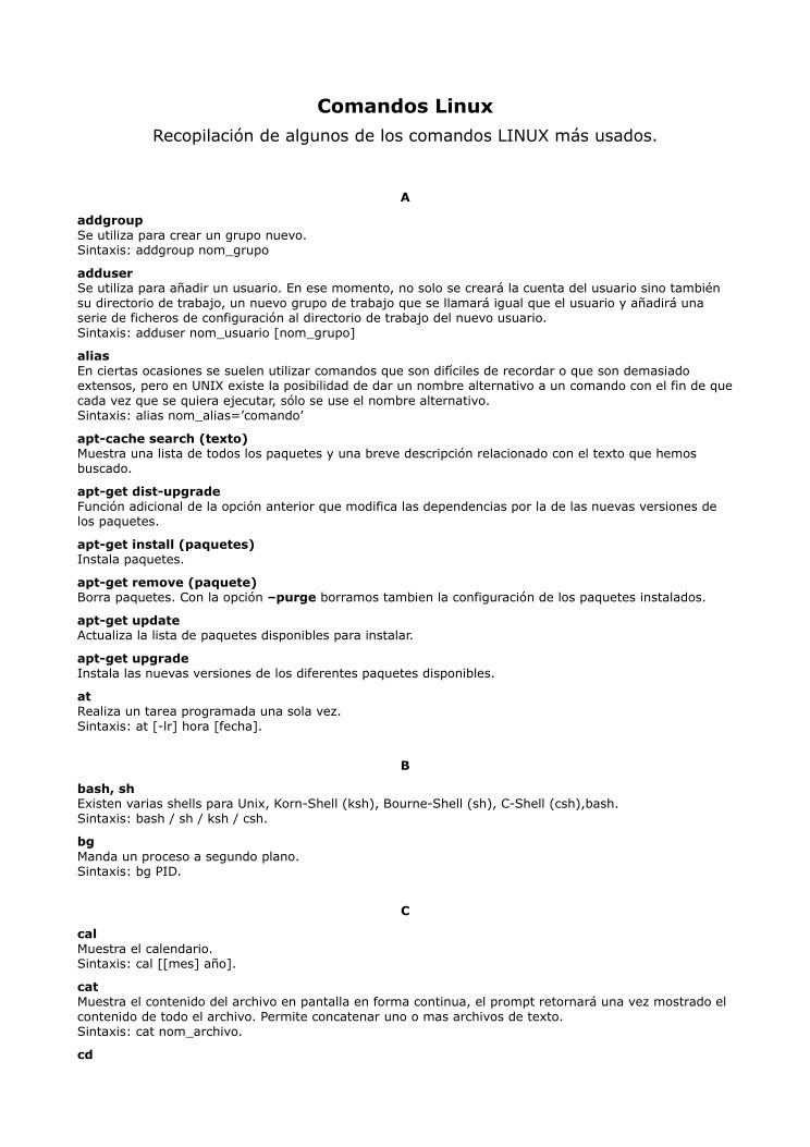 Imágen de pdf Comandos Linux - Recopilación de algunos de los comandos LINUX más usados