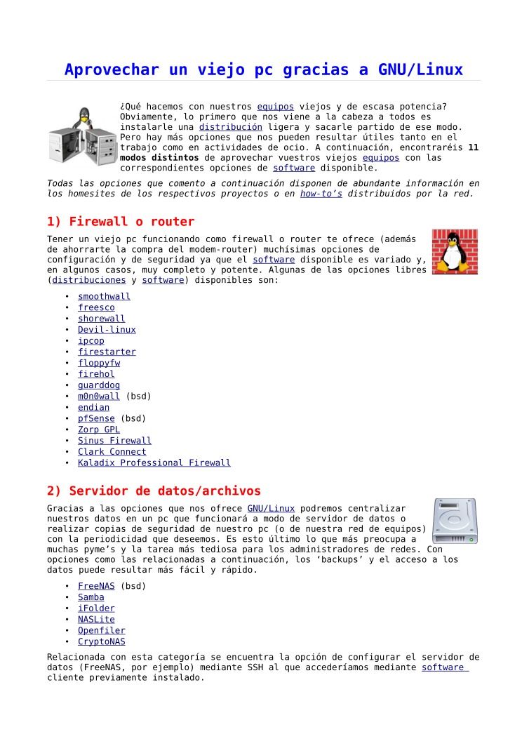 Imágen de pdf Aprovechar un viejo pc gracias a GNU/Linux