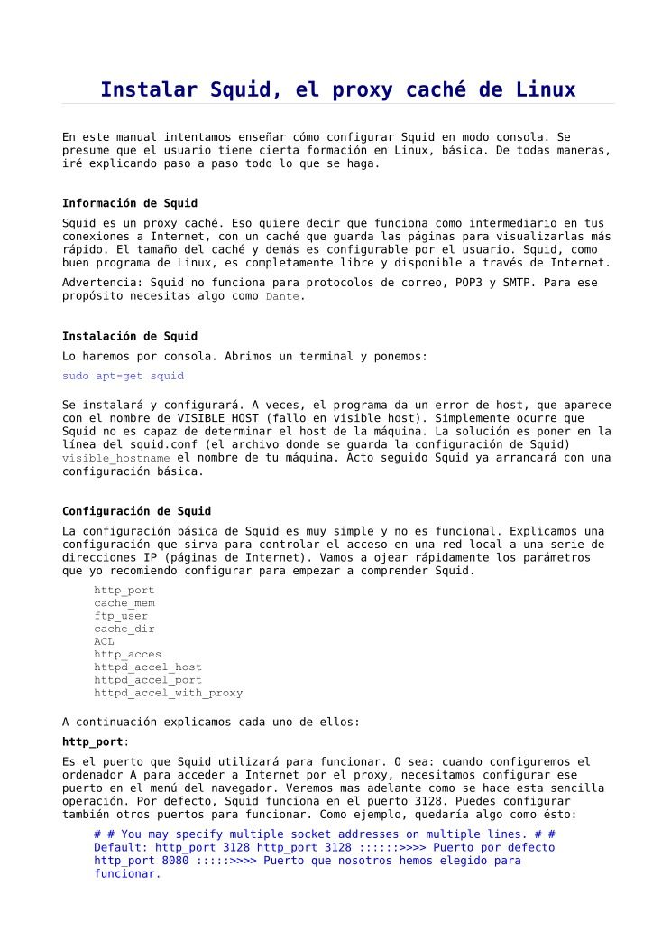 Imágen de pdf Instalar Squid, el proxy caché de Linux