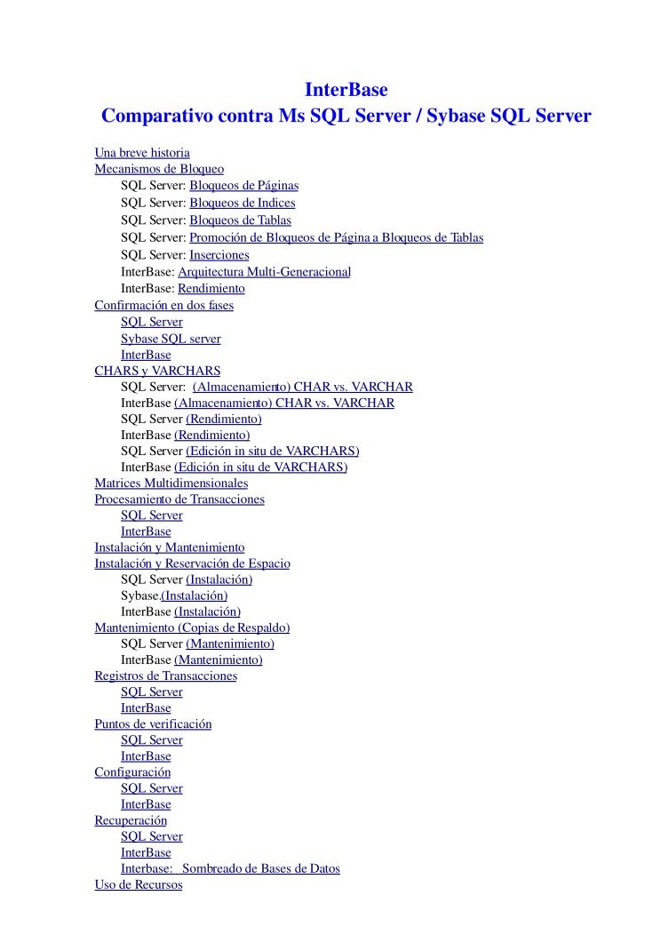Imágen de pdf InterBase - Comparativo contra Ms SQL Server y Sybase SQL Server