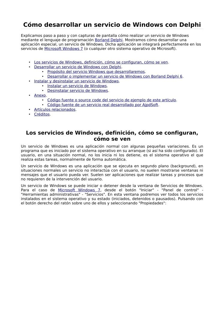 Imágen de pdf Cómo desarrollar un servicio de Windows con Delphi