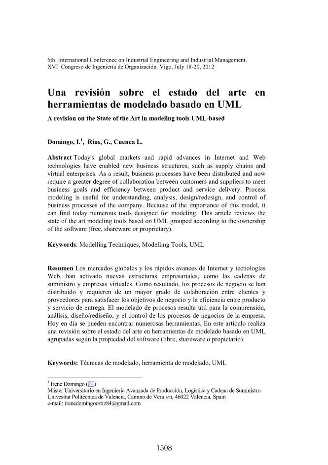 Imágen de pdf Una revisión sobre el estado del arte en herramientas de modelado basado en UML