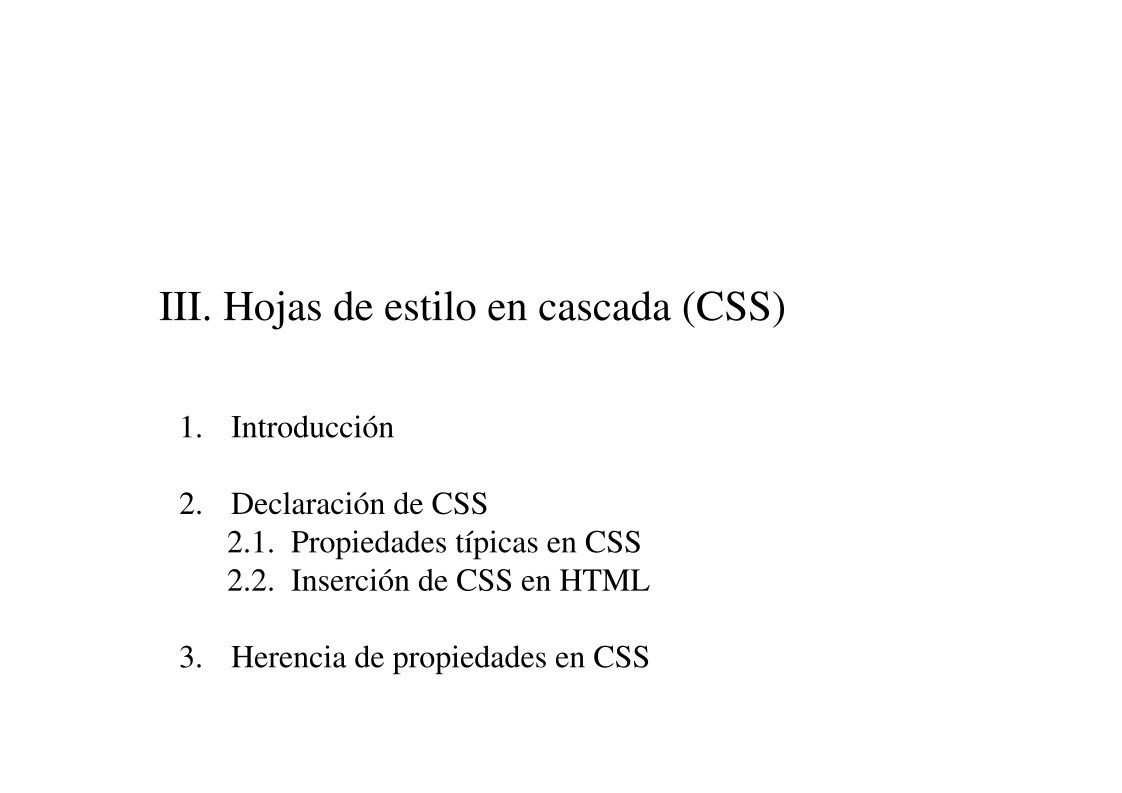 Imágen de pdf III. Hojas de estilo en cascada (CSS)