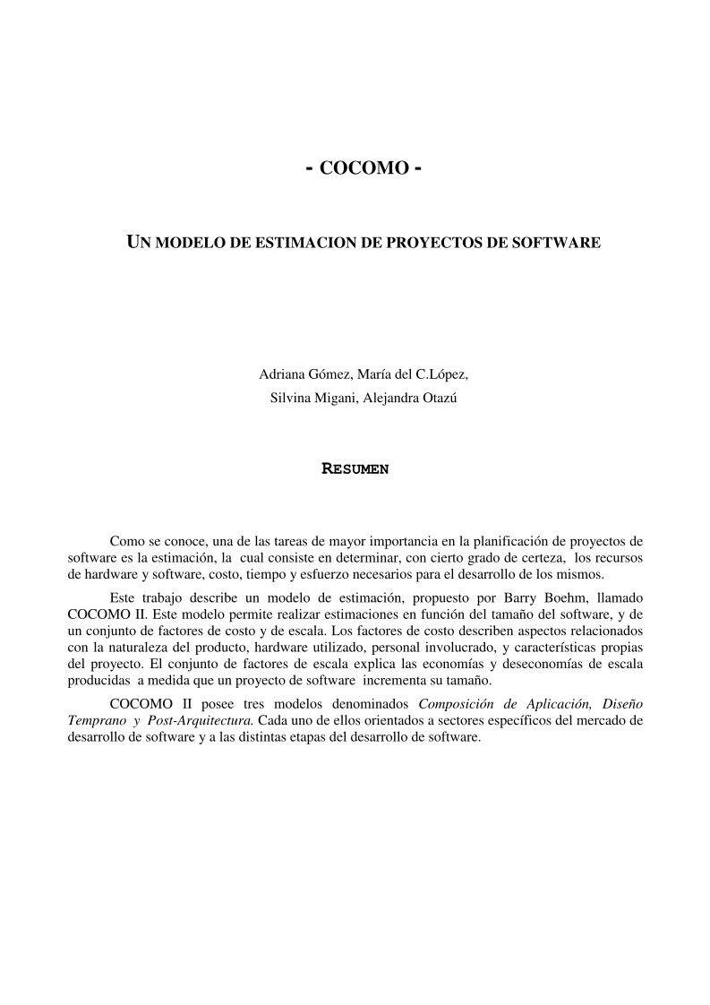 Imágen de pdf COCOMO II Modelo para la Estimación de Costo