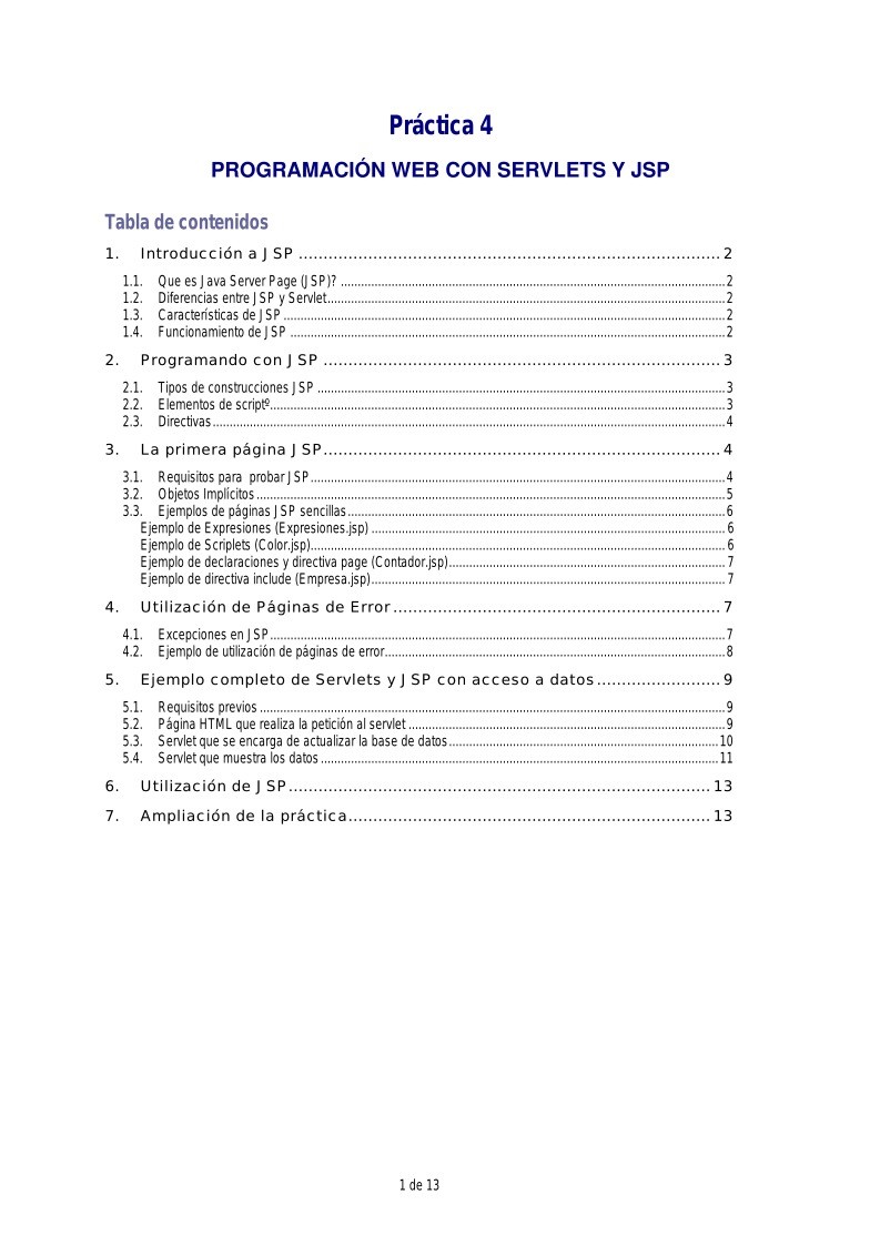 Imágen de pdf Práctica 4 - PROGRAMACIÓN WEB CON SERVLETS Y JSP