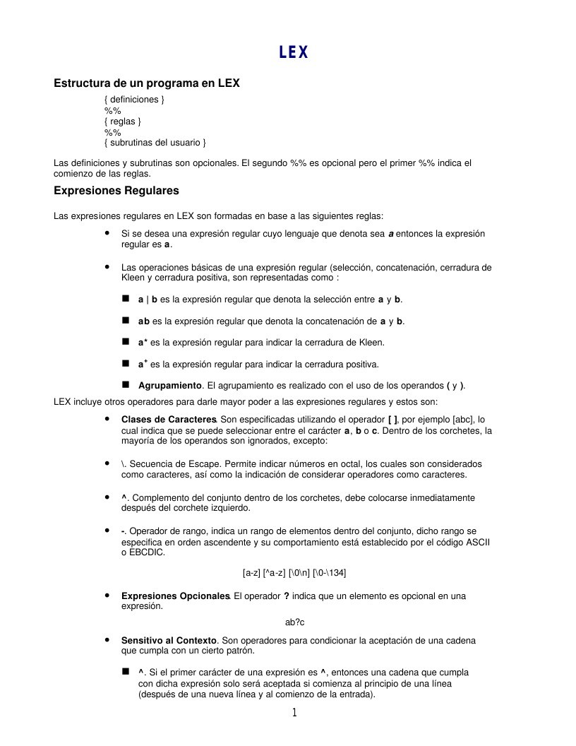 Imágen de pdf Estructura de un programa en LEX