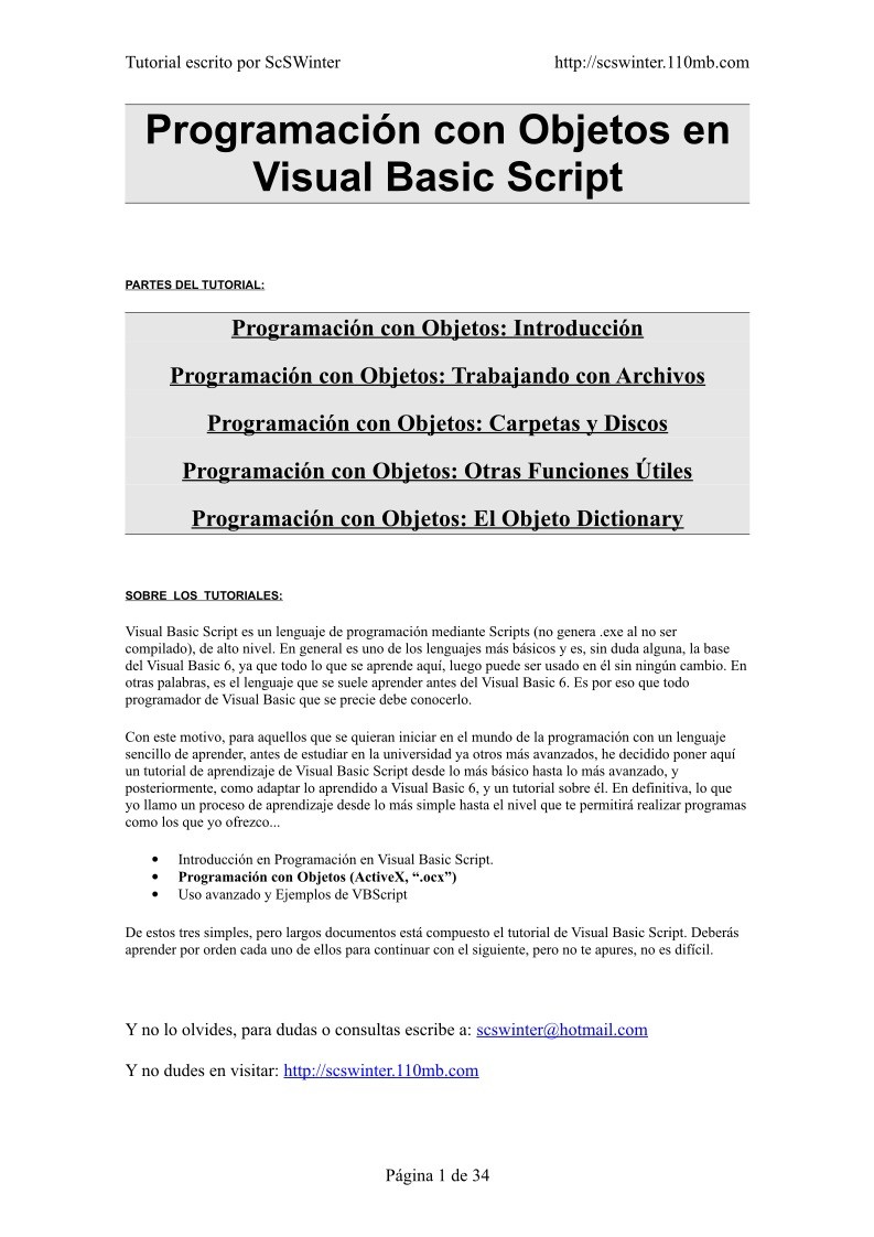 Tutorial Visual Basic Script Pdf | pdf de programaci 243 n programaci 243 n con objetos en visual Tutorial Visual Basic Script Pdf | pdf de programaci 243 n programaci 243 n con objetos en visual