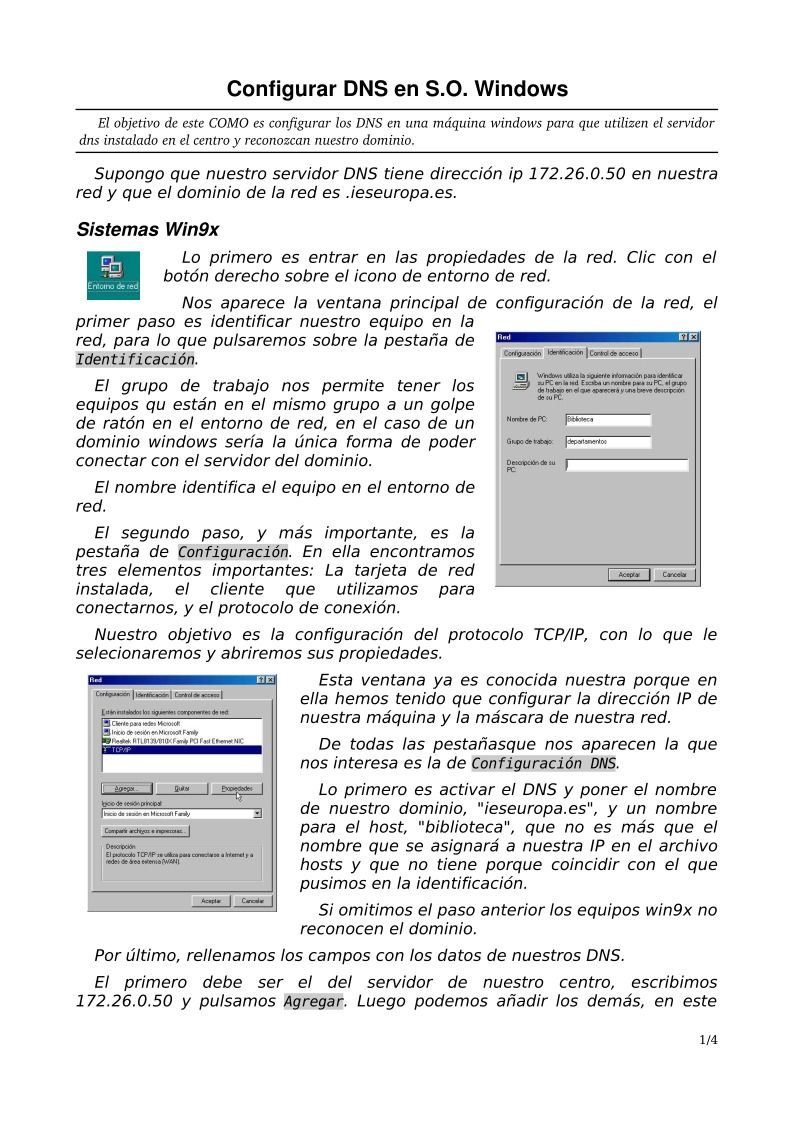 Imágen de pdf Configurar DNS en S.O. Windows 9x