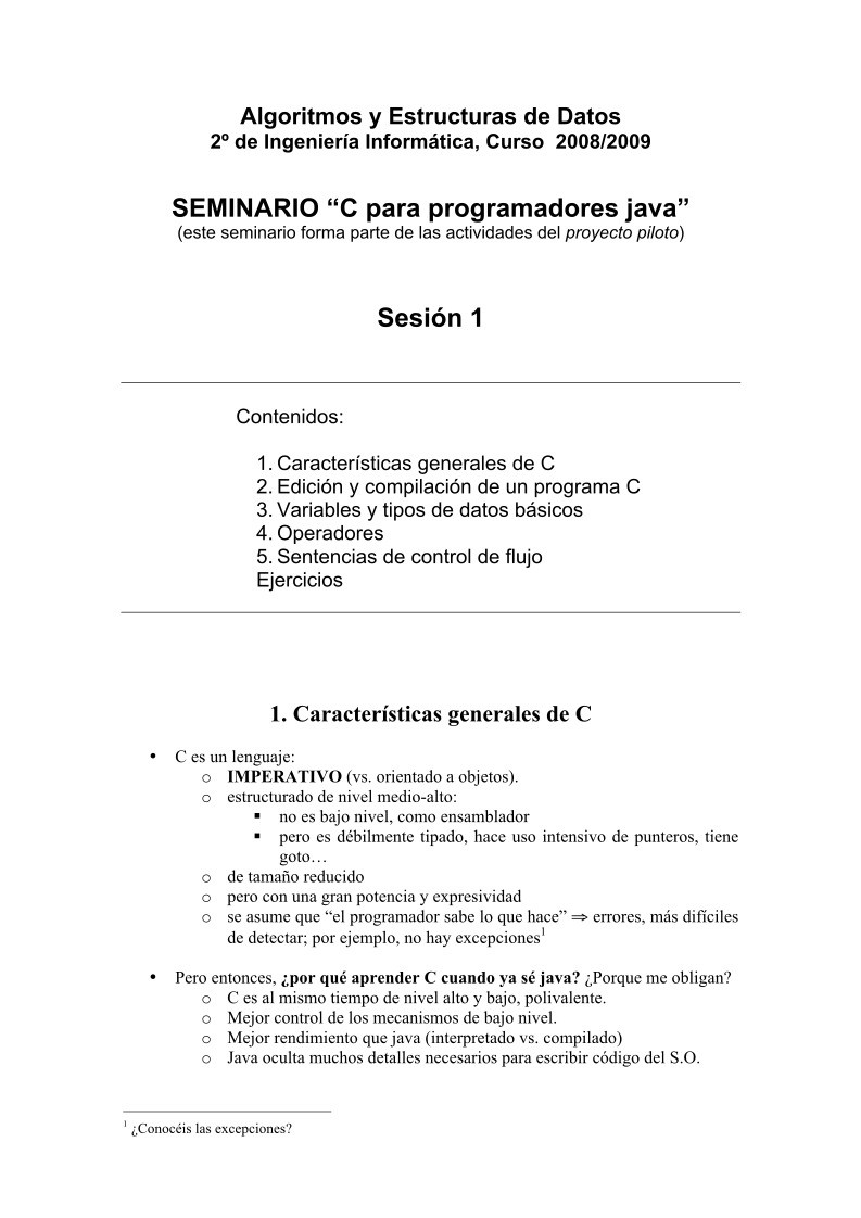 Imágen de pdf SEMINARIO “C para programadores java”