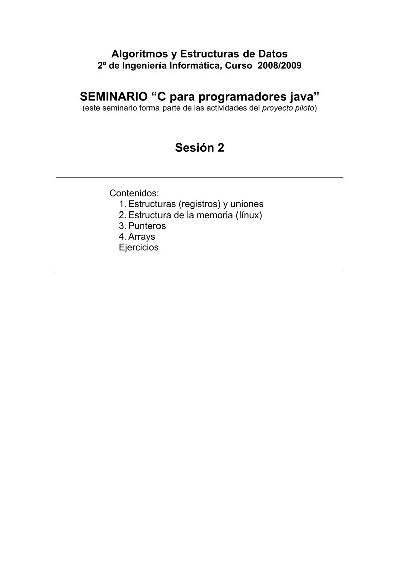 Imágen de pdf SEMINARIO “C para programadores java” - Sesión 2