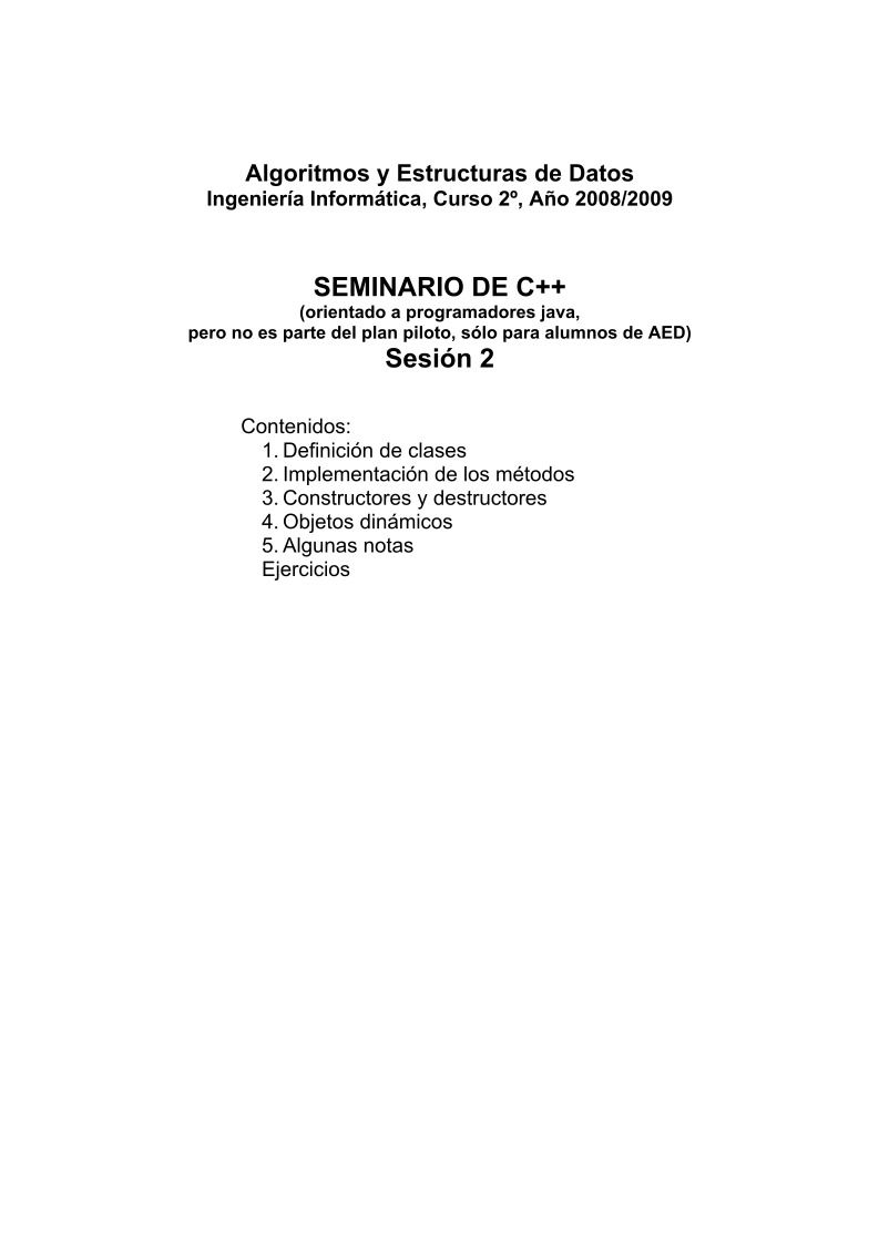 Imágen de pdf Seminario de C++ - Algoritmos y Estructuras de Datos - 2º de Ingeniería Informática - Sesión 2