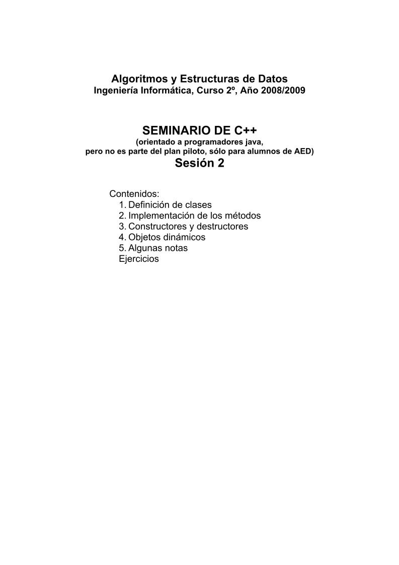 Imágen de pdf Seminario de C++ - Algoritmos y Estructuras de Datos - 2º de Ingeniería Informática - Sesión 2