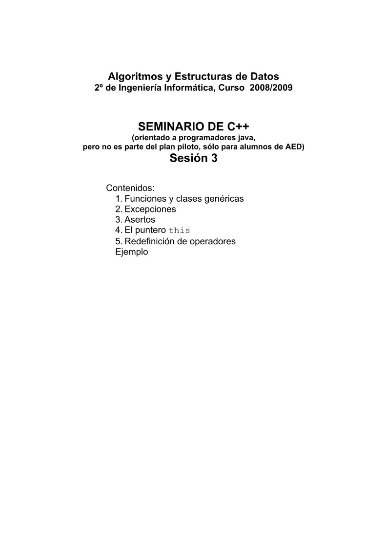 Imágen de pdf SEMINARIO DE C++ (orientado a programadores java, pero no es parte del plan piloto, sólo para alumnos de AED) Sesión 3