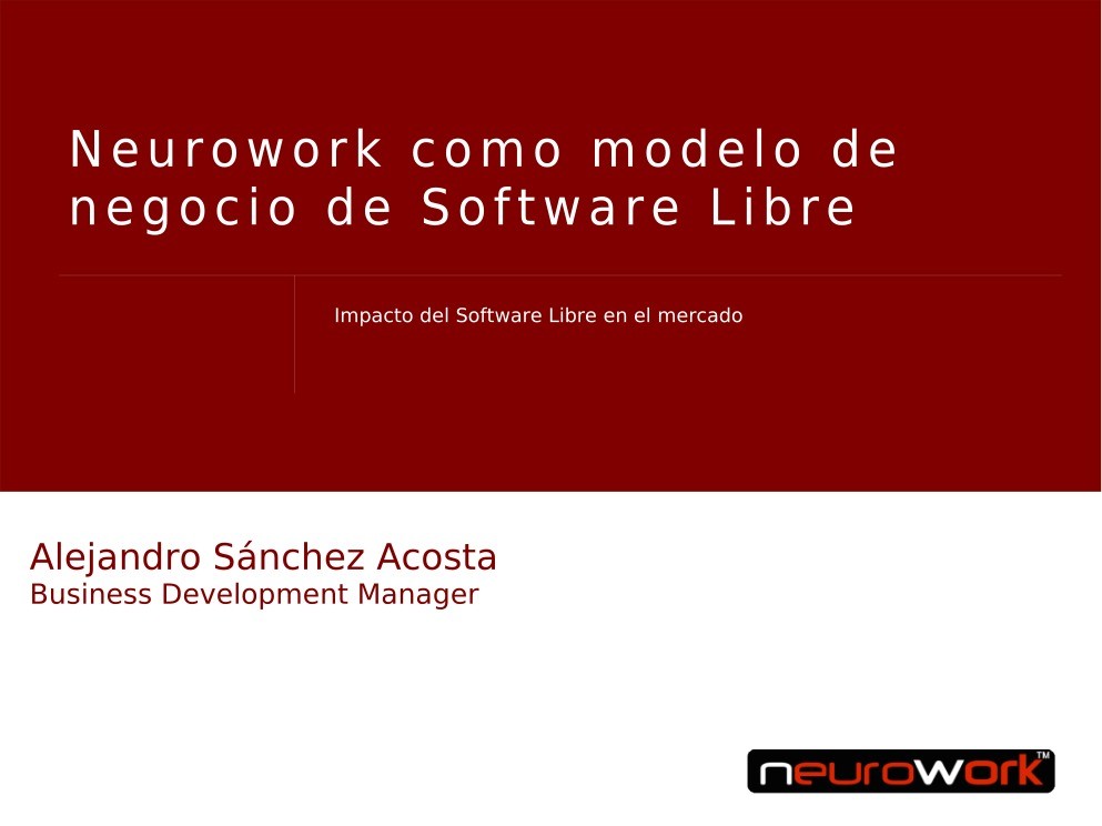 Imágen de pdf NeuroWork como modelo de negocio de Software Libre