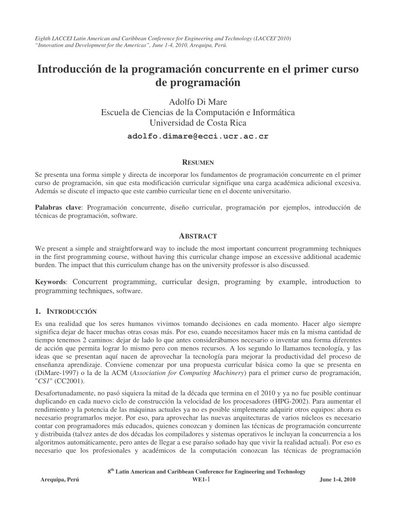 Imágen de pdf Introducción de la programación concurrente en el primer curso de programación