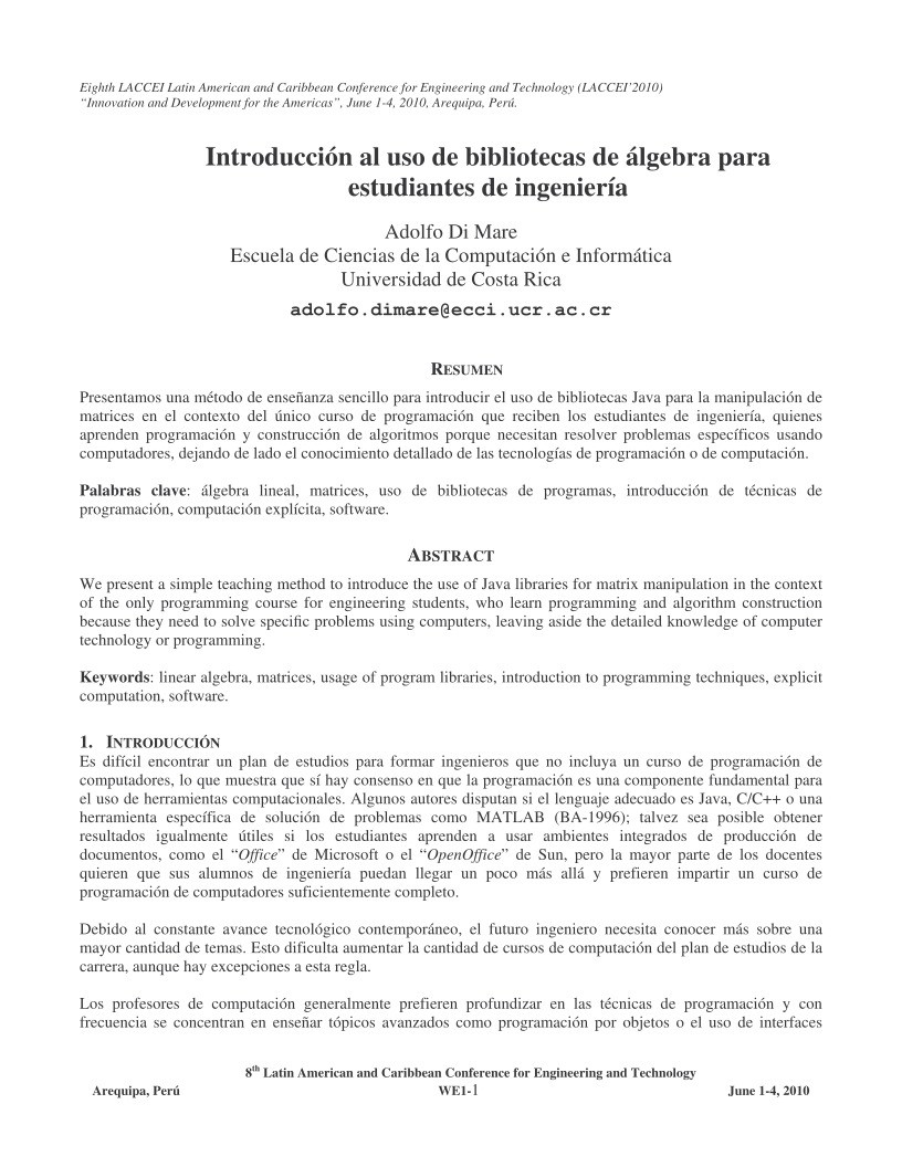 Imágen de pdf Introducción al uso de bibliotecas de álgebra para estudiantes de ingeniería