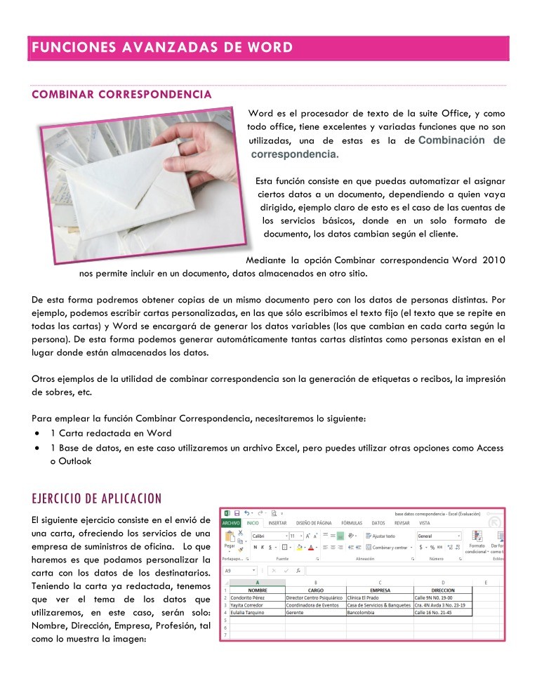 Imágen de pdf funciones avanzadas de word - Combinar correspondencia