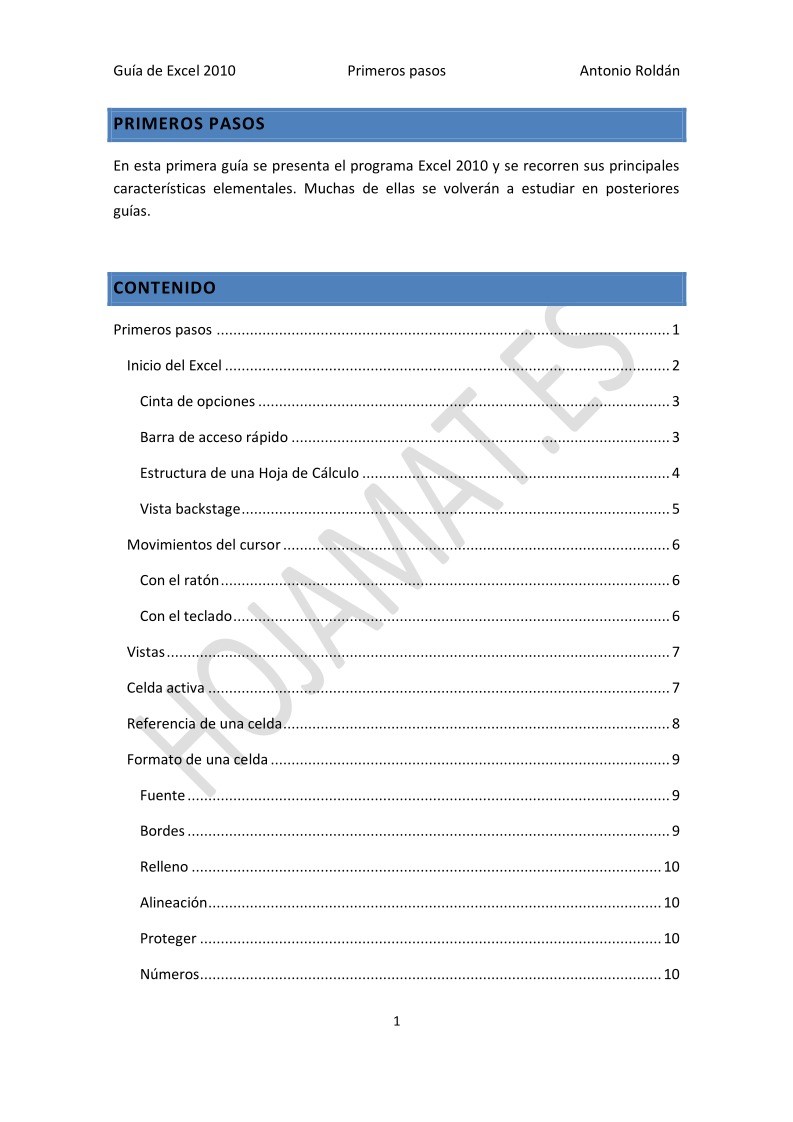Imágen de pdf Guía de Excel 2010 - Primeros pasos