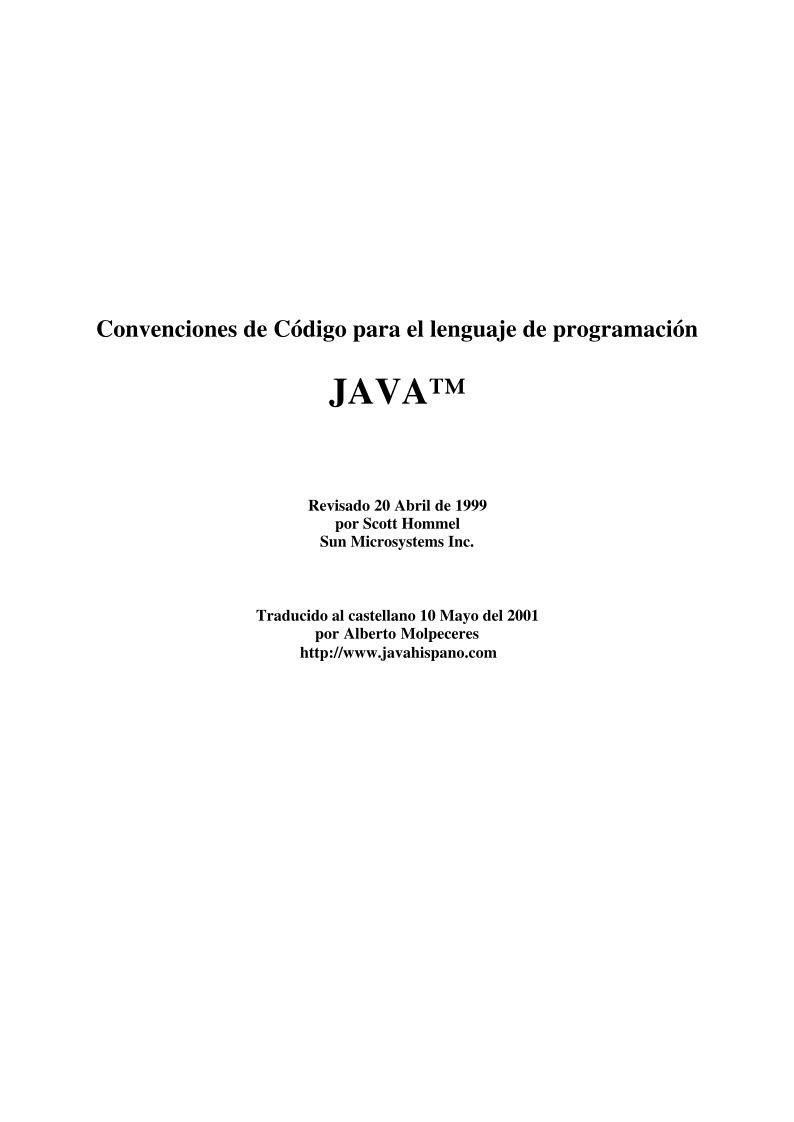 Imágen de pdf Convenciones de Código para el lenguaje de programación JAVA