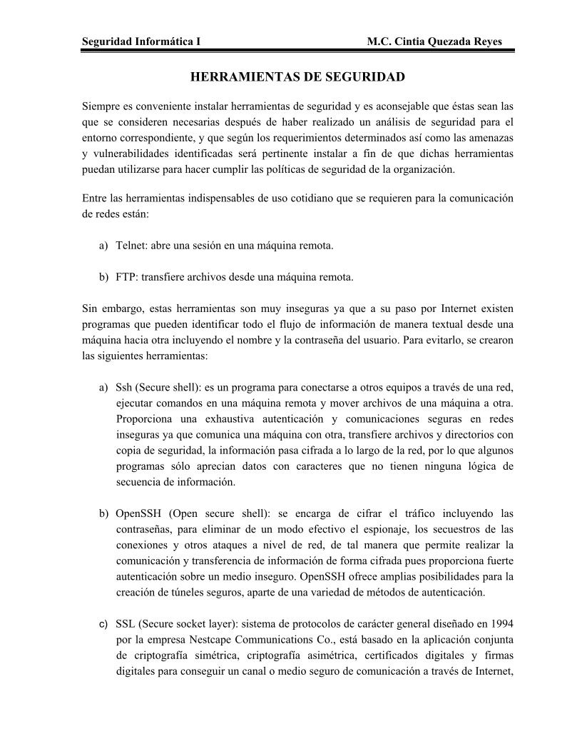 Imágen de pdf Seguridad Informática I - HERRAMIENTAS DE SEGURIDAD