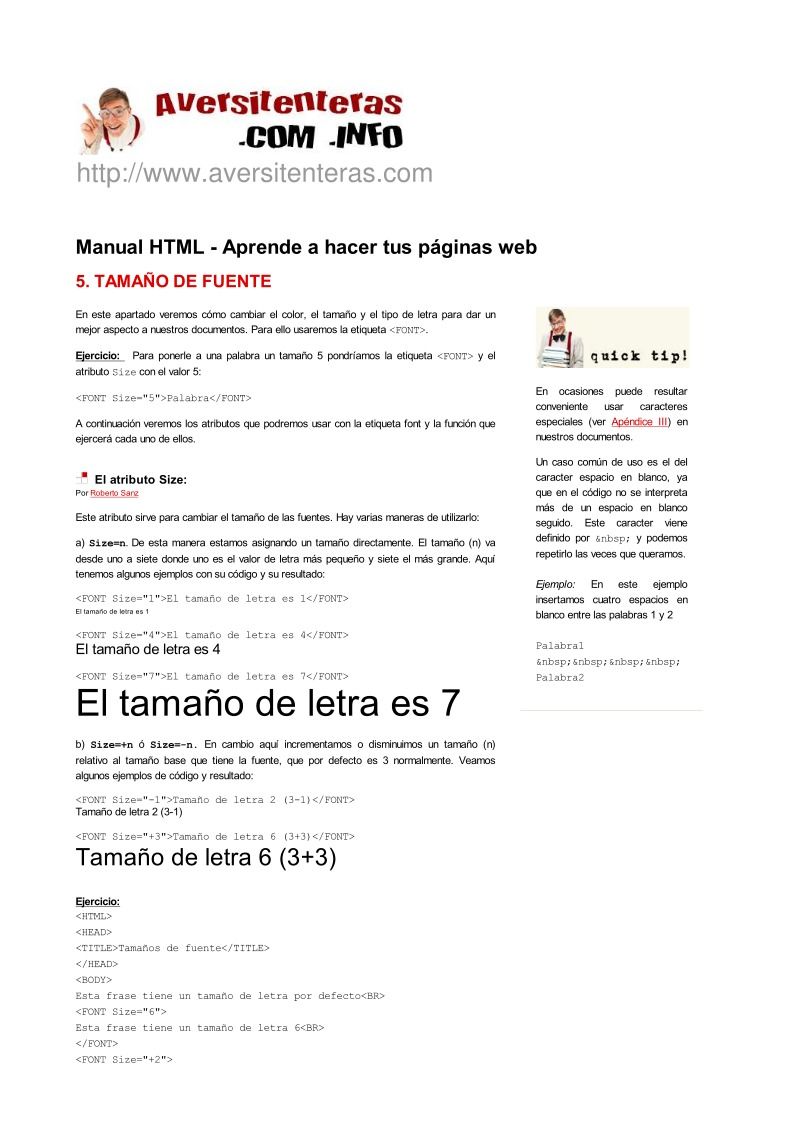 Imágen de pdf Tamaño de Fuente - Manual HTML