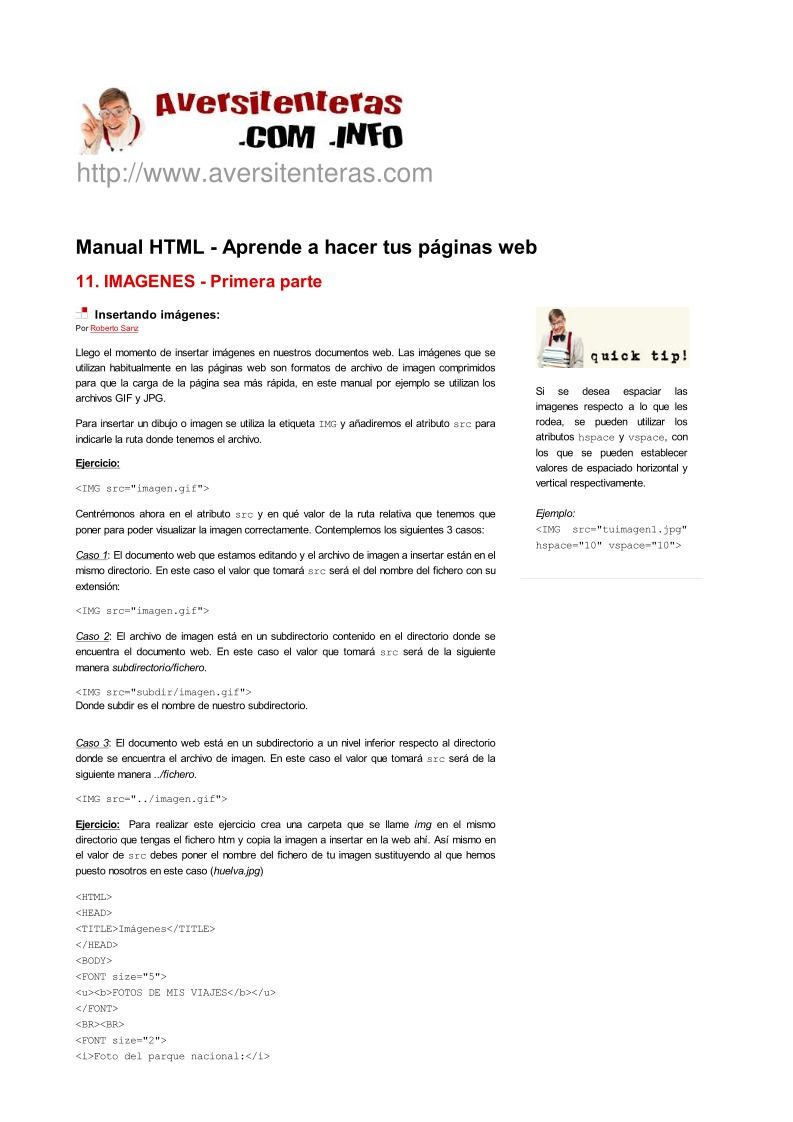 Imágen de pdf Manual HTML - Aprende a hacer tus páginas web - IMAGENES - Primera parte