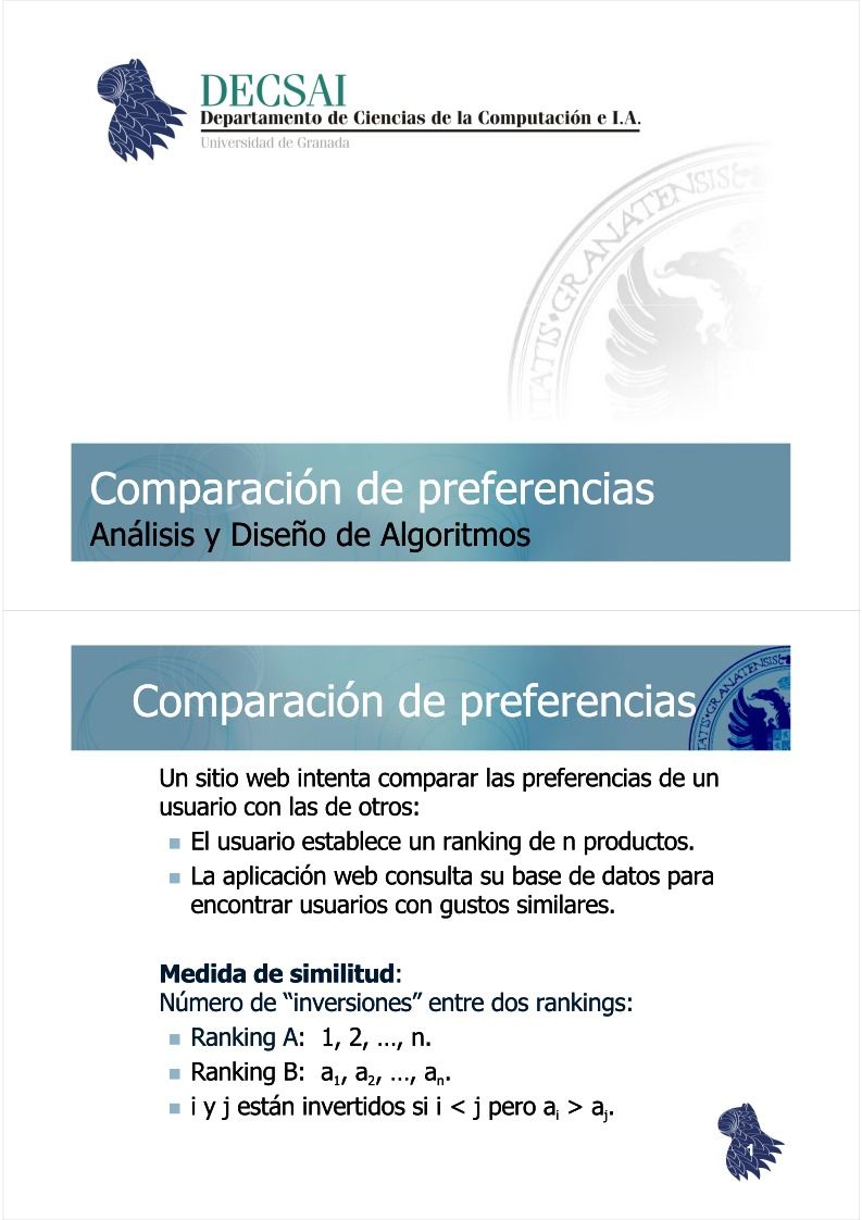 Imágen de pdf Análisis y Diseño de Algoritmos - Comparación de preferencias