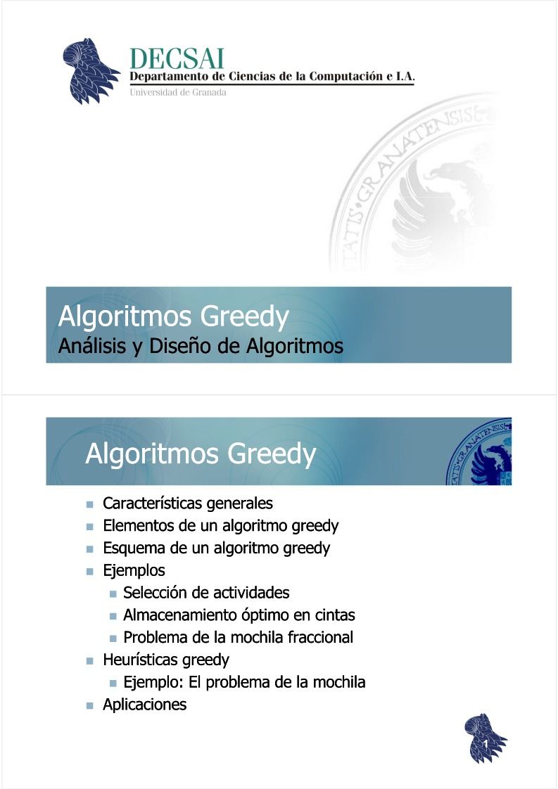 Imágen de pdf Análisis y Diseño de Algoritmos - Algoritmos Greedy