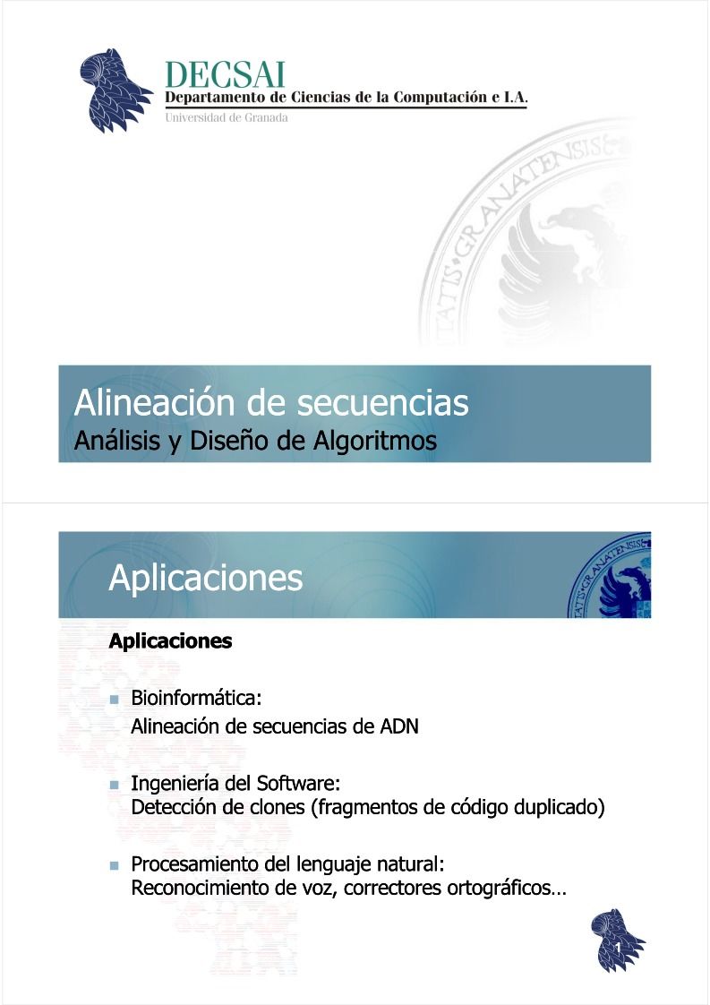 Imágen de pdf Análisis y Diseño de Algoritmos - Alineación de secuencias