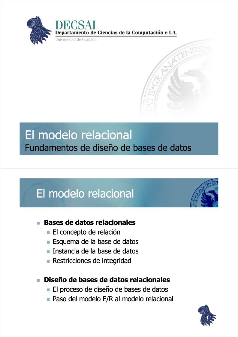 Imágen de pdf El modelo relacional - Fundamentos de diseño de bases de datos