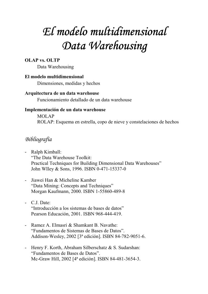 Imágen de pdf El modelo multidimensional Data Warehousing