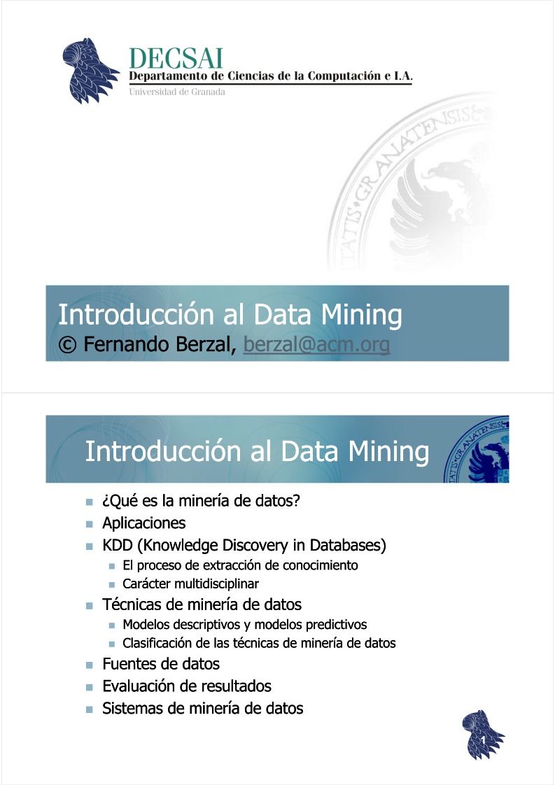 Imágen de pdf Introducción al Data Mining