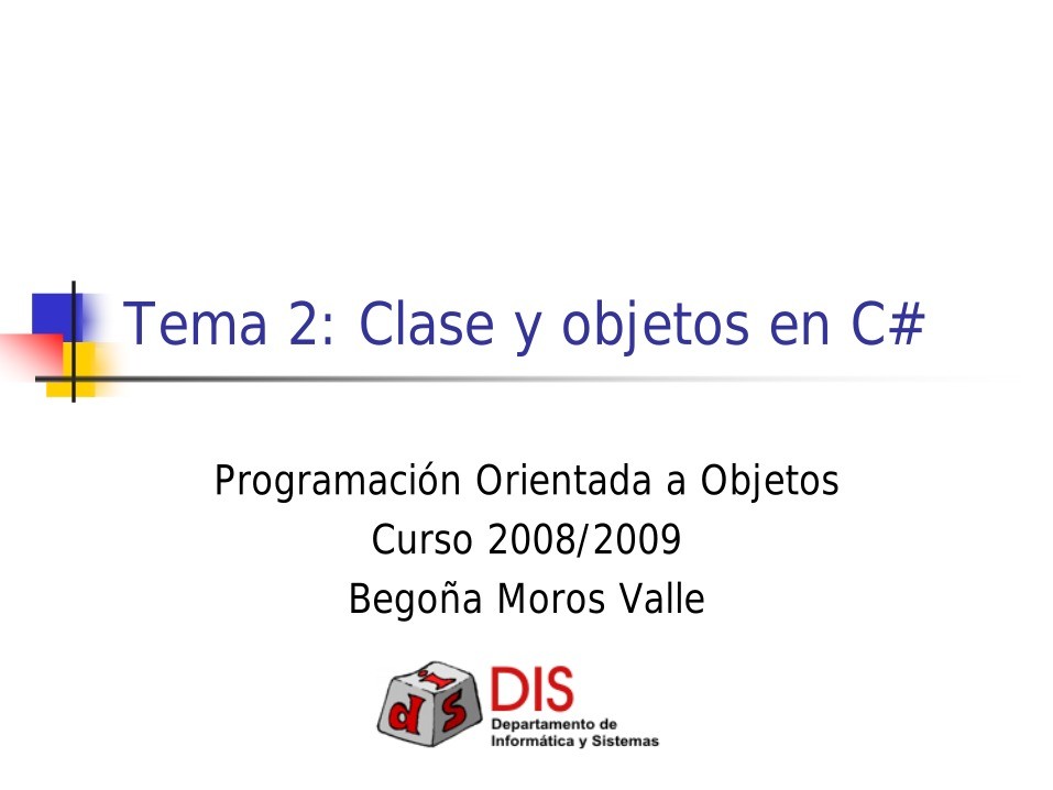 Imágen de pdf Tema 2: Clase y objetos en C#