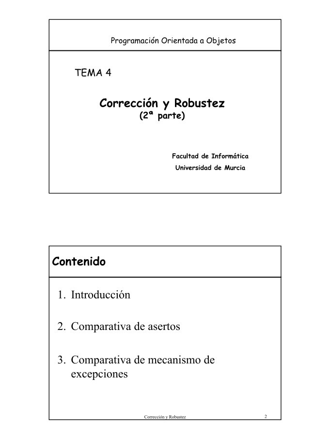 Imágen de pdf Programación Orientada a Objetos - TEMA 4 Corrección y Robustez