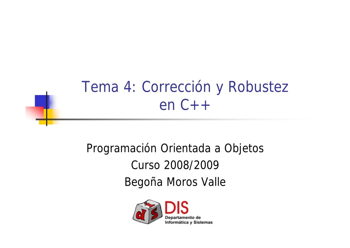 Imágen de pdf Tema 4: Corrección y Robustez en C++