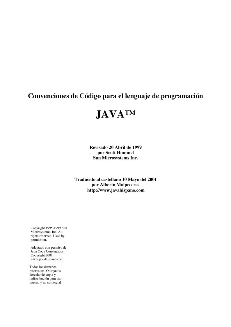 Imágen de pdf Convenciones de Código para el lenguaje de programación JAVA