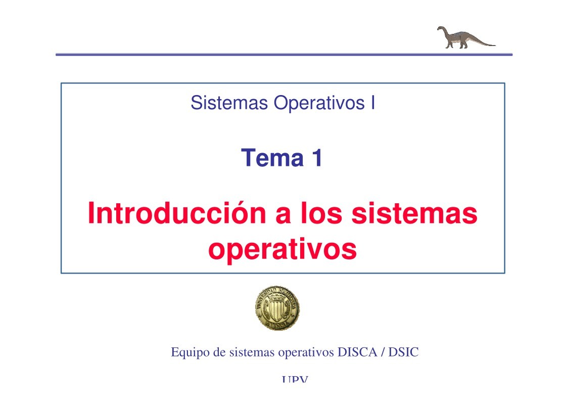 Imágen de pdf Sistemas Operativos I - Tema 1 - Introducción a los sistemas operativos