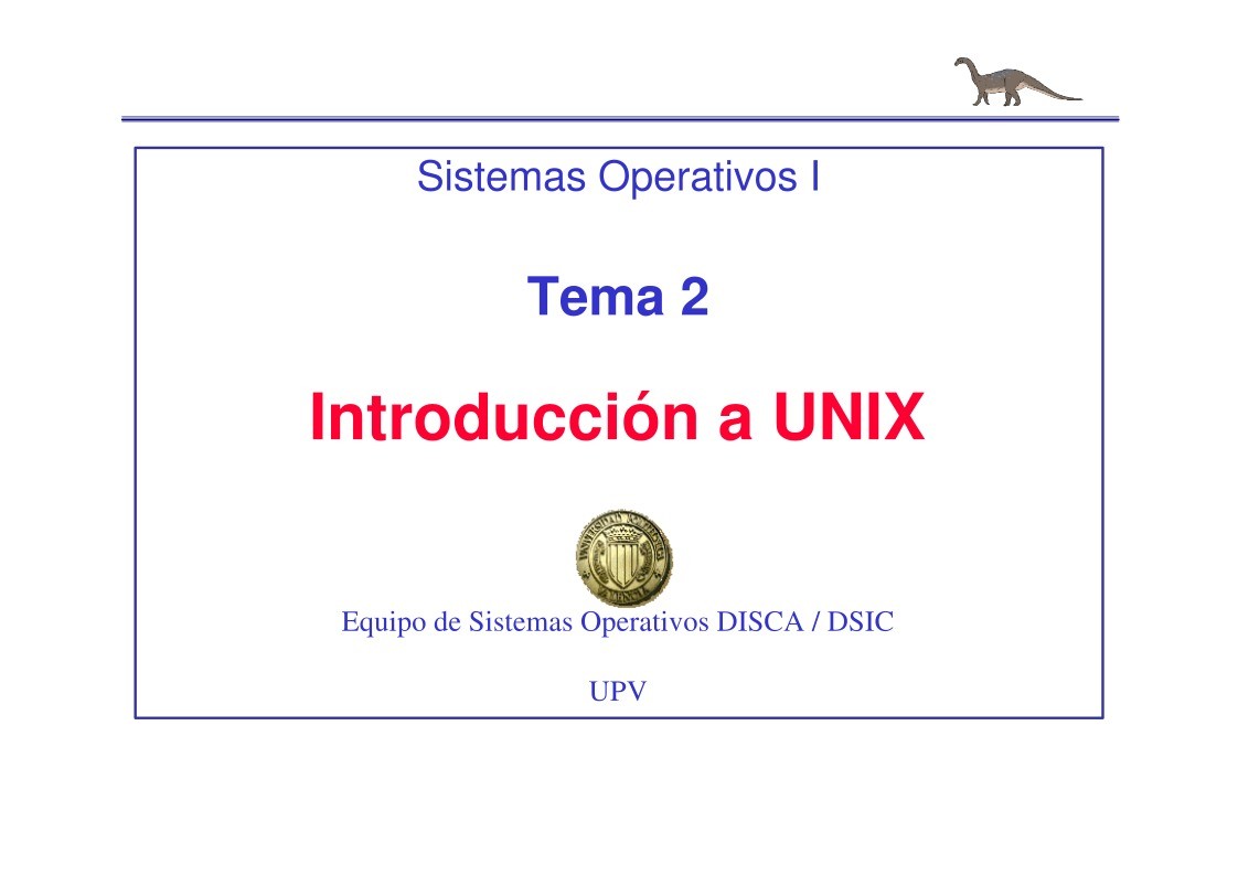 Imágen de pdf Sistemas Operativos I - Tema 2 - Introducción a UNIX