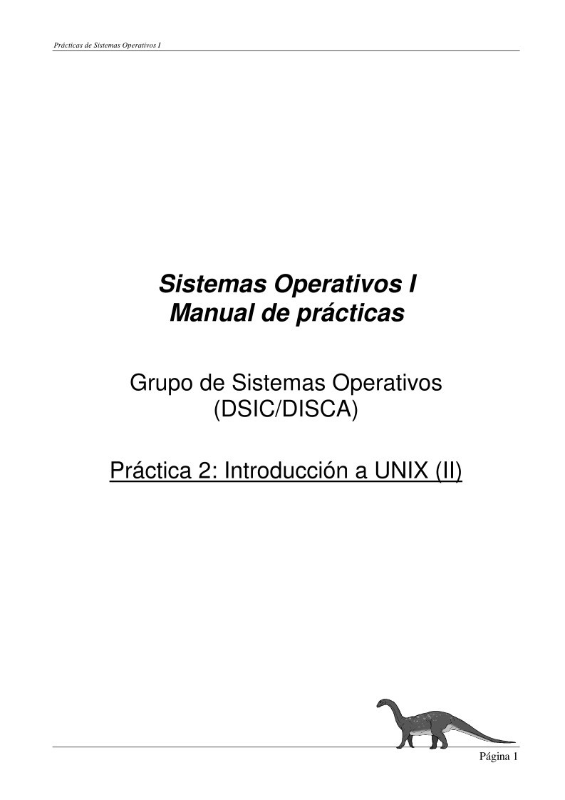 Imágen de pdf Prácticas de Sistemas Operativos I -  Práctica 2: Introducción a UNIX (II)